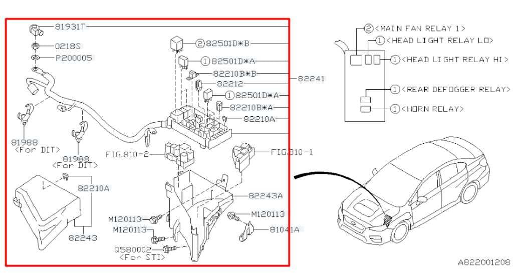 2015-2021 Subaru WRX Premium 2.0L AWD Engine Bay Fuse Relay Box 82243AG010 OEM - Alshned Auto Parts
