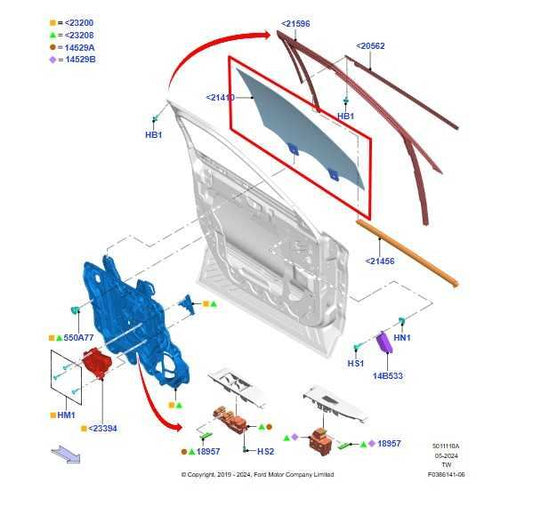 2020-2025 Ford Explorer Front Right Side Door Window Glass LB5Z-7821410-B OEM - Alshned Auto Parts