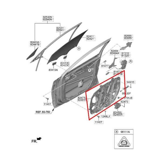 20-23 Hyundai Sonata SE Front Left Door Window Regulator w/ Carrier 82471-L0000 - Alshned Auto Parts