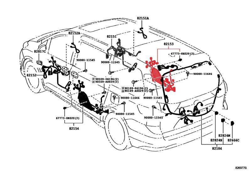 2016-2019 Toyota Sienna Rear Right Sliding Door Wire Harness 82053-08151 OEM - Alshned Auto Parts