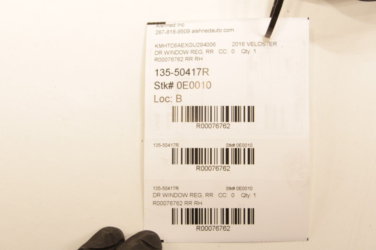 2011-2017 Hyundai Veloster Turbo Rear Right Side Door Window Regulator w/ Motor - Alshned Auto Parts