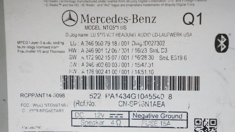 2015-2020 Mercedes-Benz GLA250 Audio Radio Faceplate Control Panel with Receiver8