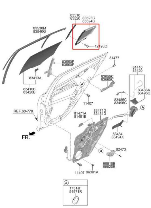 2018-23 KIA Stinger GT2 AWD Rear Right Side Door Window Fixed Vent Glass *ReaD* - Alshned Auto Parts
