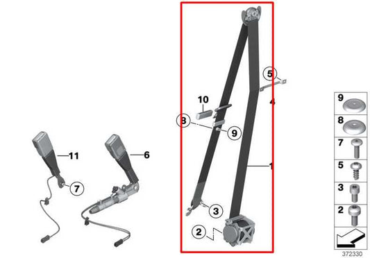 2011-2017 BMW X3 xDrive28i 2.0L AWD Front Driver Left Side Seat Belt Retractor - Alshned Auto Parts