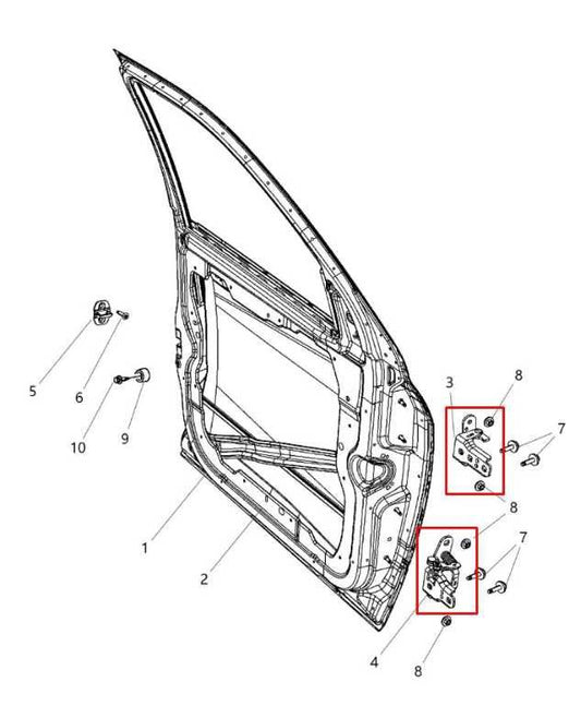 2014-2024 RAM 1500 Classic Express Quad Cab Front Right Side Door Hinge Pair - Alshned Auto Parts