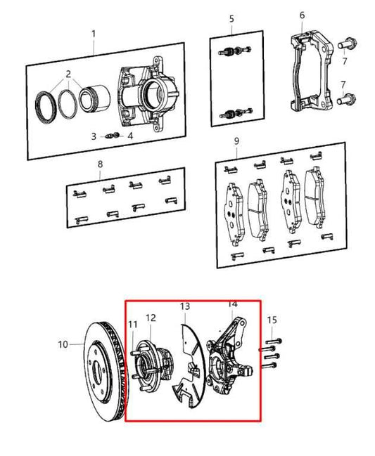 08-20 Dodge Grand Caravan GT FWD Front Suspension Left Side Spindle Knuckle Hub - Alshned Auto Parts