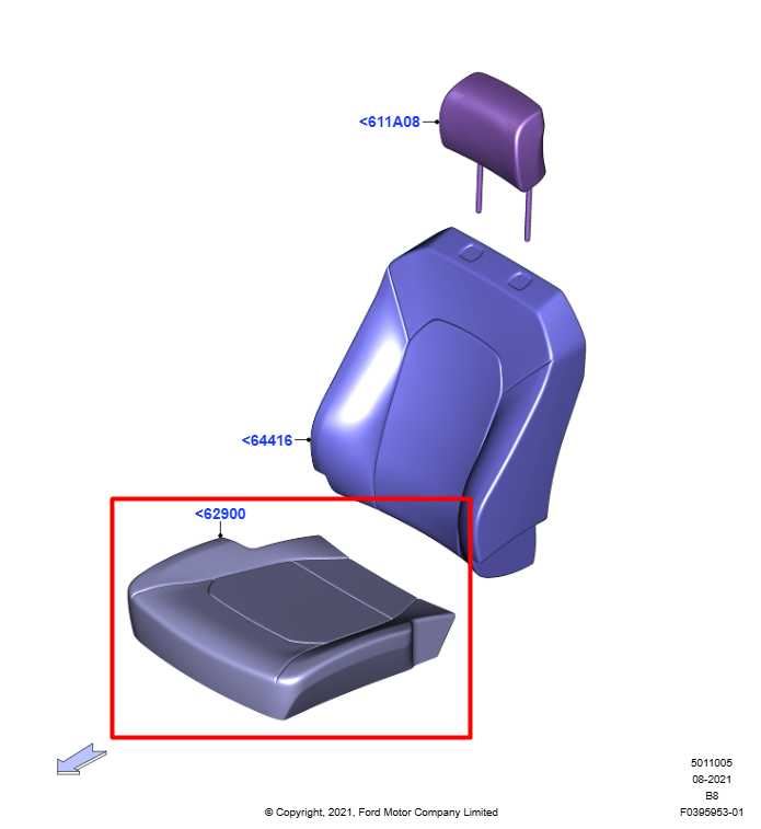22-24 Ford Expedition MAX XLT 3.5L Front Passenger Right Side Seat Lower Cushion - Alshned Auto Parts
