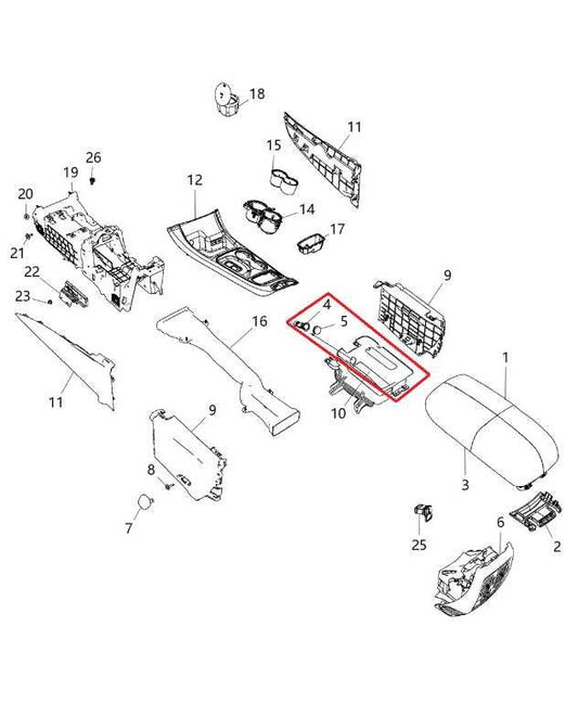 14-21 Jeep Grand Cherokee Center Console Split Bin Storage Box C01374003BL *ReaD - Alshned Auto Parts