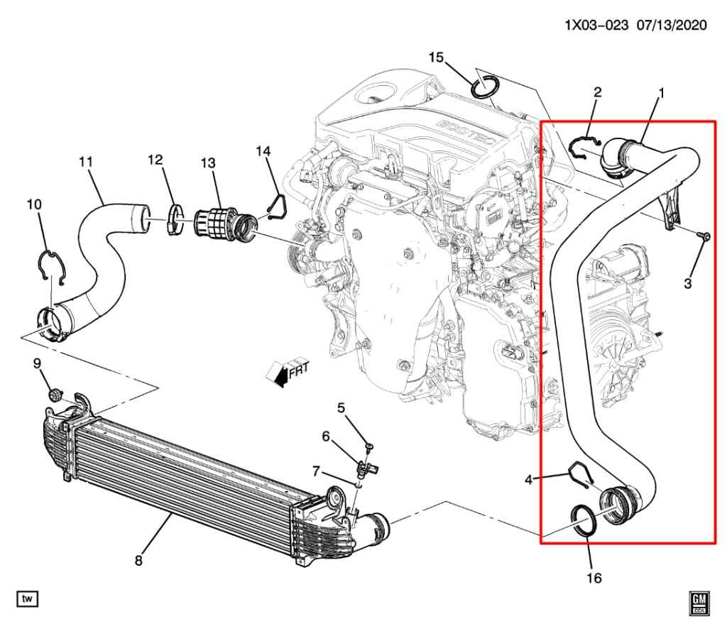 2018-22 Chevrolet Equinox LT 1.5L Intercooler Air Outlet Hose Tube 23278449 OEM - Alshned Auto Parts