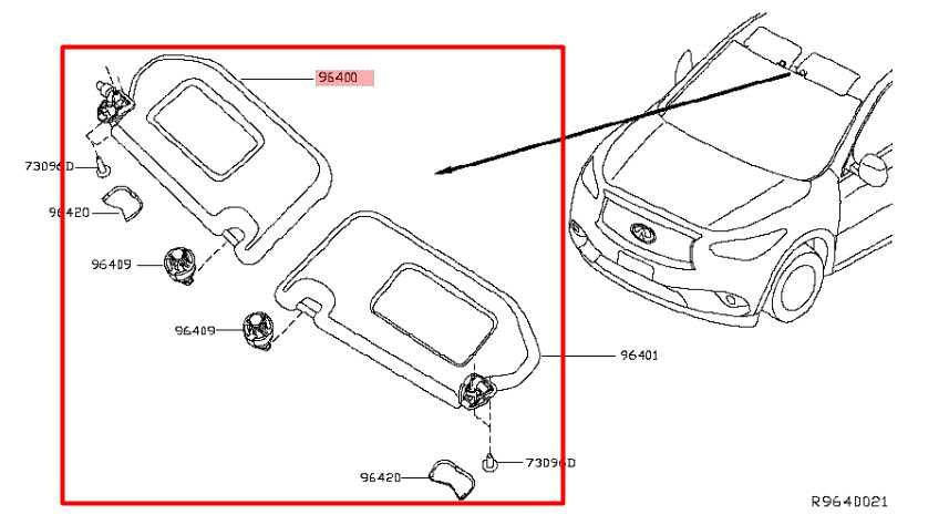 14-20 Infiniti QX60 FWD Front RH and LH Side Sun Visor Set w/ Illuminated Mirror - Alshned Auto Parts