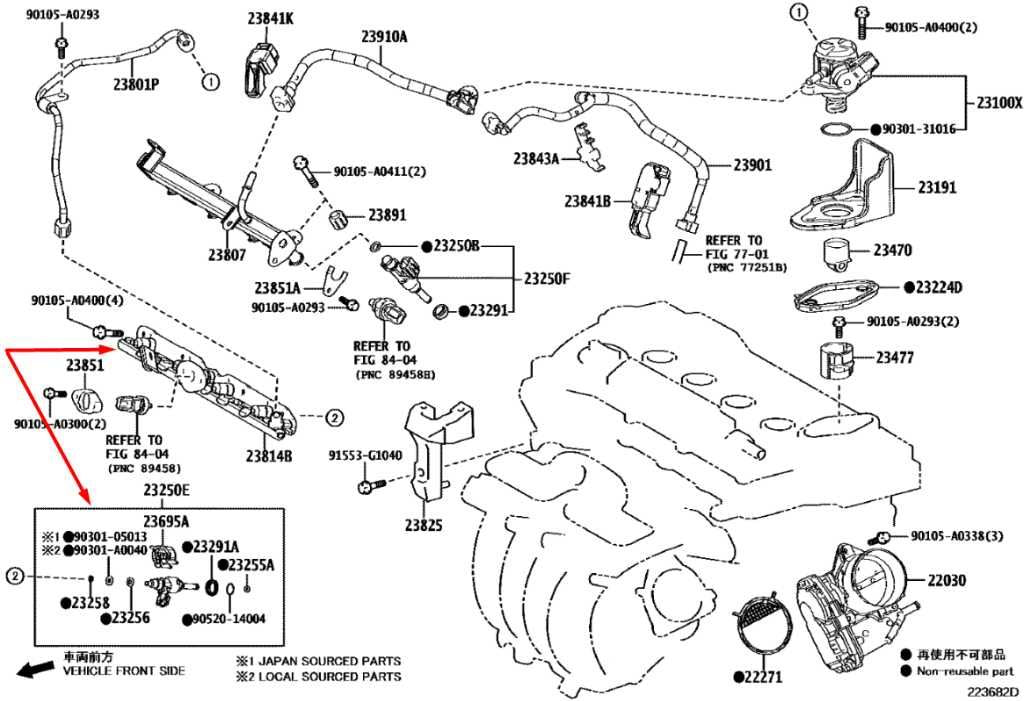 2020-2024 Toyota Corolla LE 2.0L Lower Fuel Rail with Injectors 23814-24011 OEM1