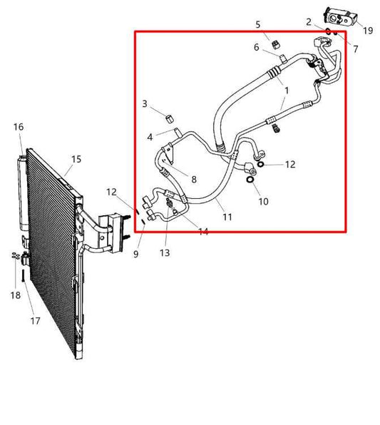 12-18 Jeep Wrangler Sport 3.6L AC Conditioning Suction Liquid Discharge Hose Set - Alshned Auto Parts