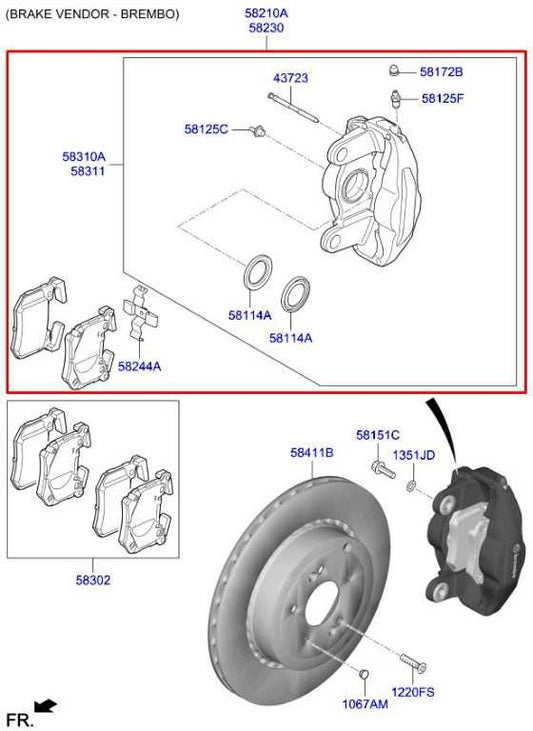 2018-2023 KIA Stinger GT2 AWD Rear Right and Left Side Brembo Brake Disc Caliper - Alshned Auto Parts