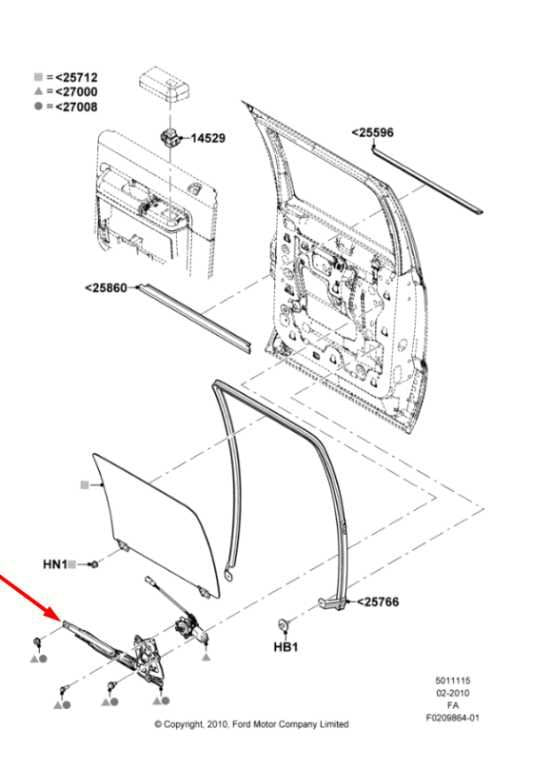 2000-2012 Ford F250 350 SD Crew Cab Rear Right Door Window Regulator w/o Motor1