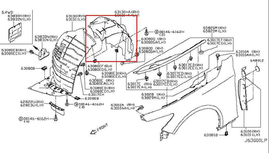 14-24 Infiniti Q50 Premium FR Right Fender Rearward Section Splash Shield *ReaD* - Alshned Auto Parts