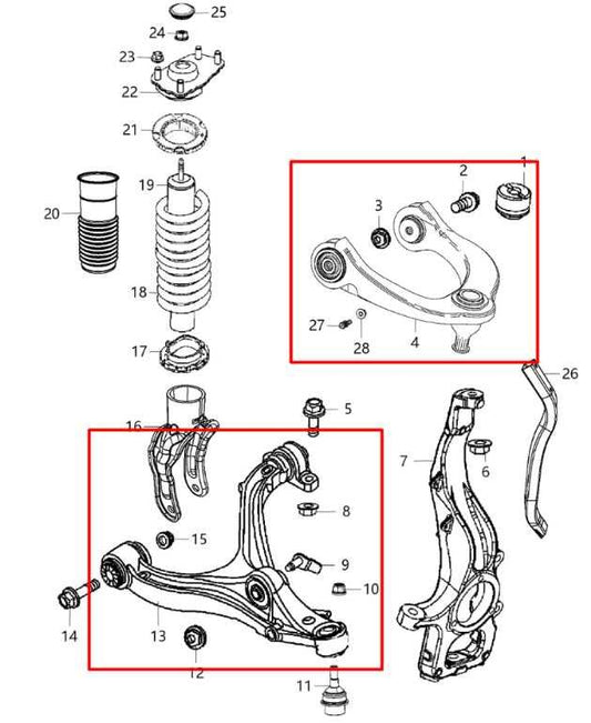11-15 Dodge Durango SXT 3.6L AWD Front Left Side Upper and Lower Control Arm Set - Alshned Auto Parts