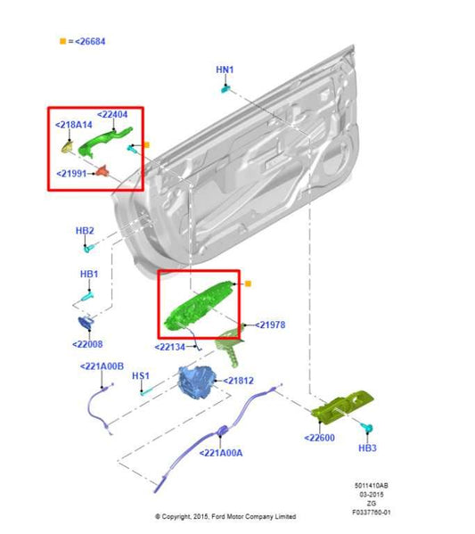 2015-23 Ford Mustang GT Driver Left Side Door Exterior Handle JR3Z-6322405-AAPTM - Alshned Auto Parts