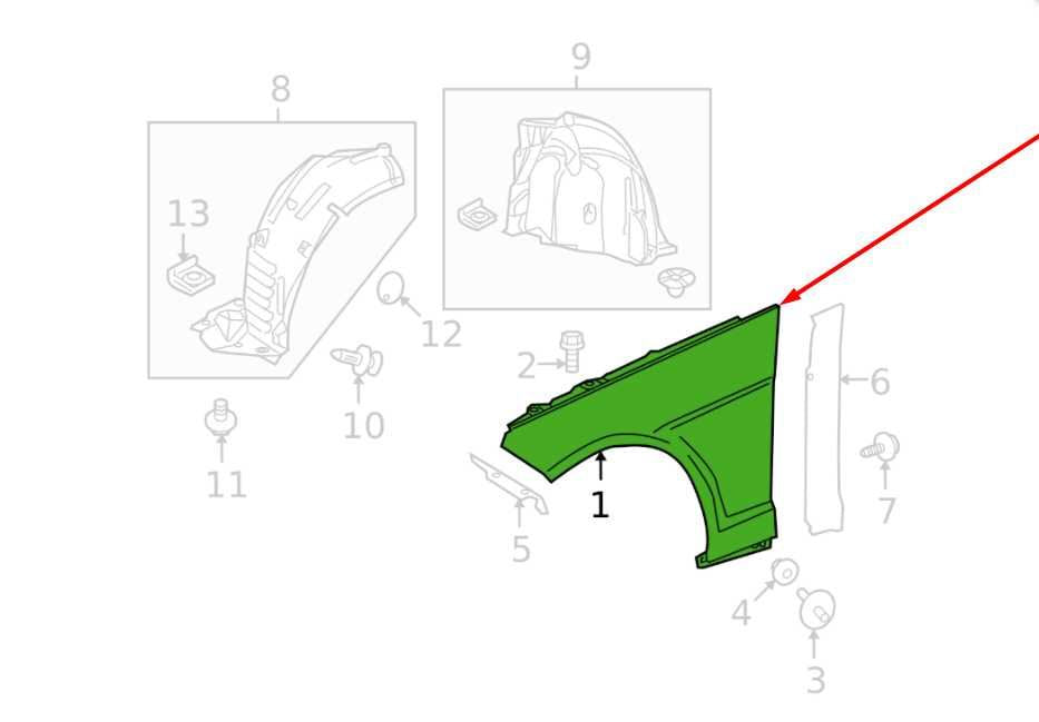 10-16 Mercedes-Benz E 350 Luxury 4Matic Front Right Passenger Side Fender Panel2