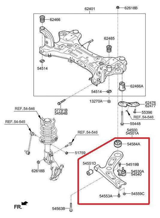 16-20 Hyundai Elantra Value Edition FWD Front Left Lower Control Arm 54500-F2000 - Alshned Auto Parts