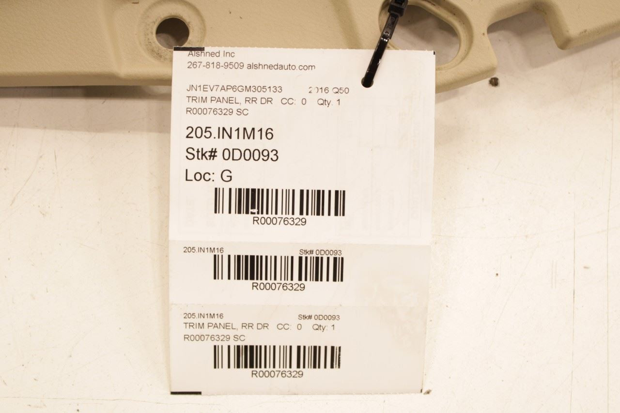 2014-2020 Infiniti Q50 Premium Rear Right Passenger Door Trim Panel 82900-4GA0B - Alshned Auto Parts