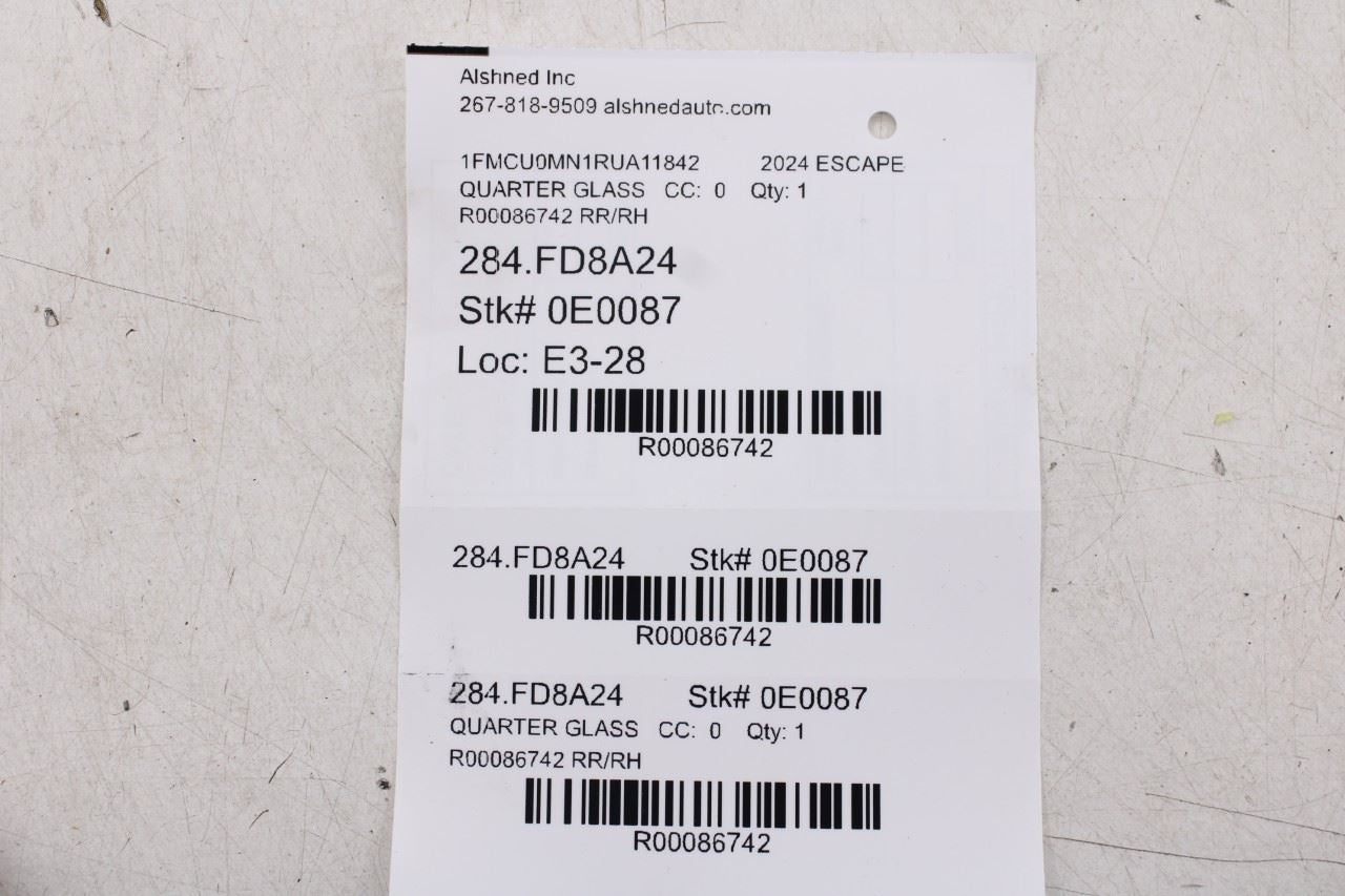 2020-2026 Ford Escape ST Rear Right Quarter Window Fixed Glass LJ6Z-7829710-E - Alshned Auto Parts