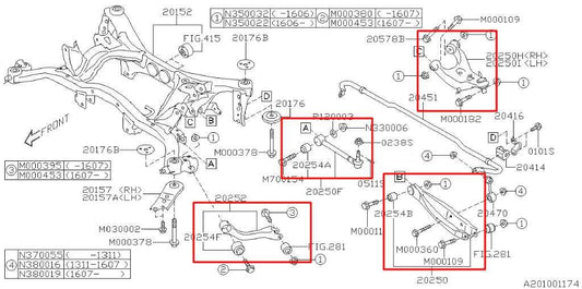 2013-16 Subaru Impreza Sport Premium AWD Rear Suspension RH Side Control Arm Set - Alshned Auto Parts