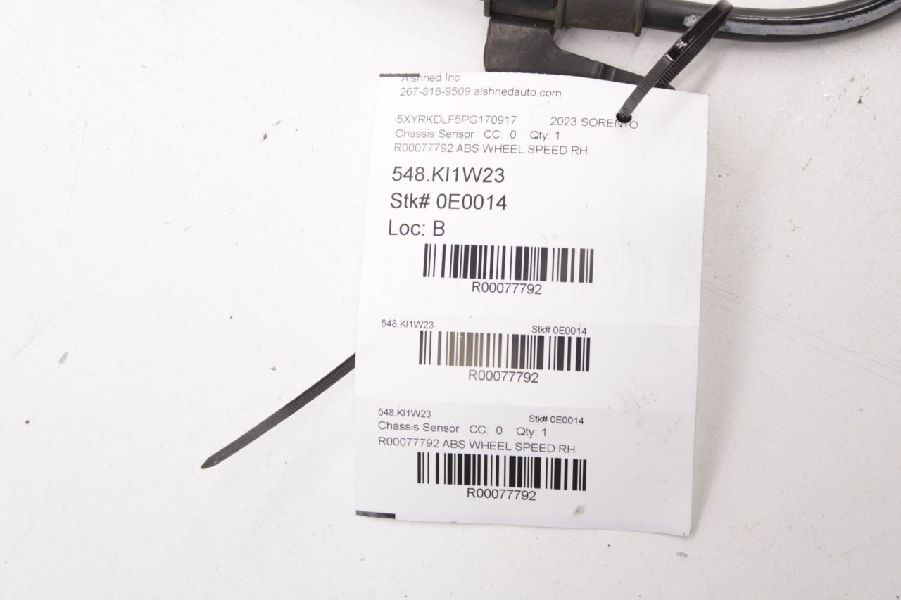 2021-23 Kia Sorento X-Line SX Prestige AWD Rear Right Side ABS Wheel Sped Sensor - Alshned Auto Parts