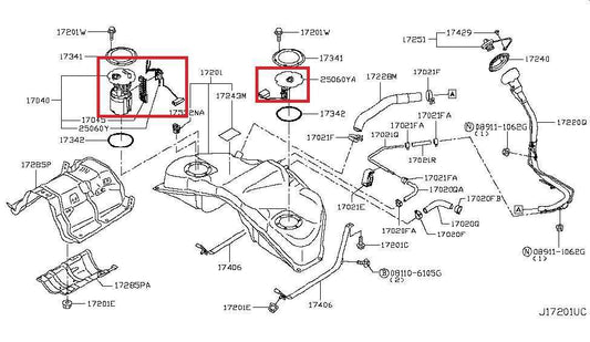 2016-2017 Infiniti Q50 Premium 3.0L In Tank Fuel Pump Assembly 17040-4HK0A OEM - Alshned Auto Parts