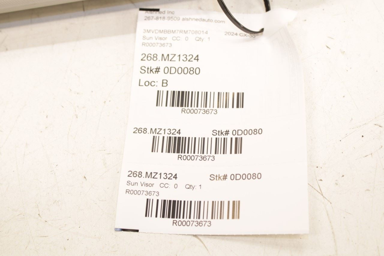 2021-25 Mazda CX30 S Front Passenger Right Side Sun Visor w/ Illuminated Mirror - Alshned Auto Parts