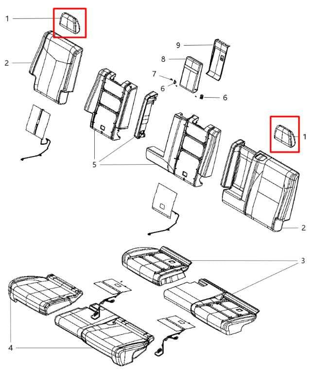 12-25 Dodge Durango SXT AWD Rear Right Left and Center 2nd Row Seat Headrest Set1