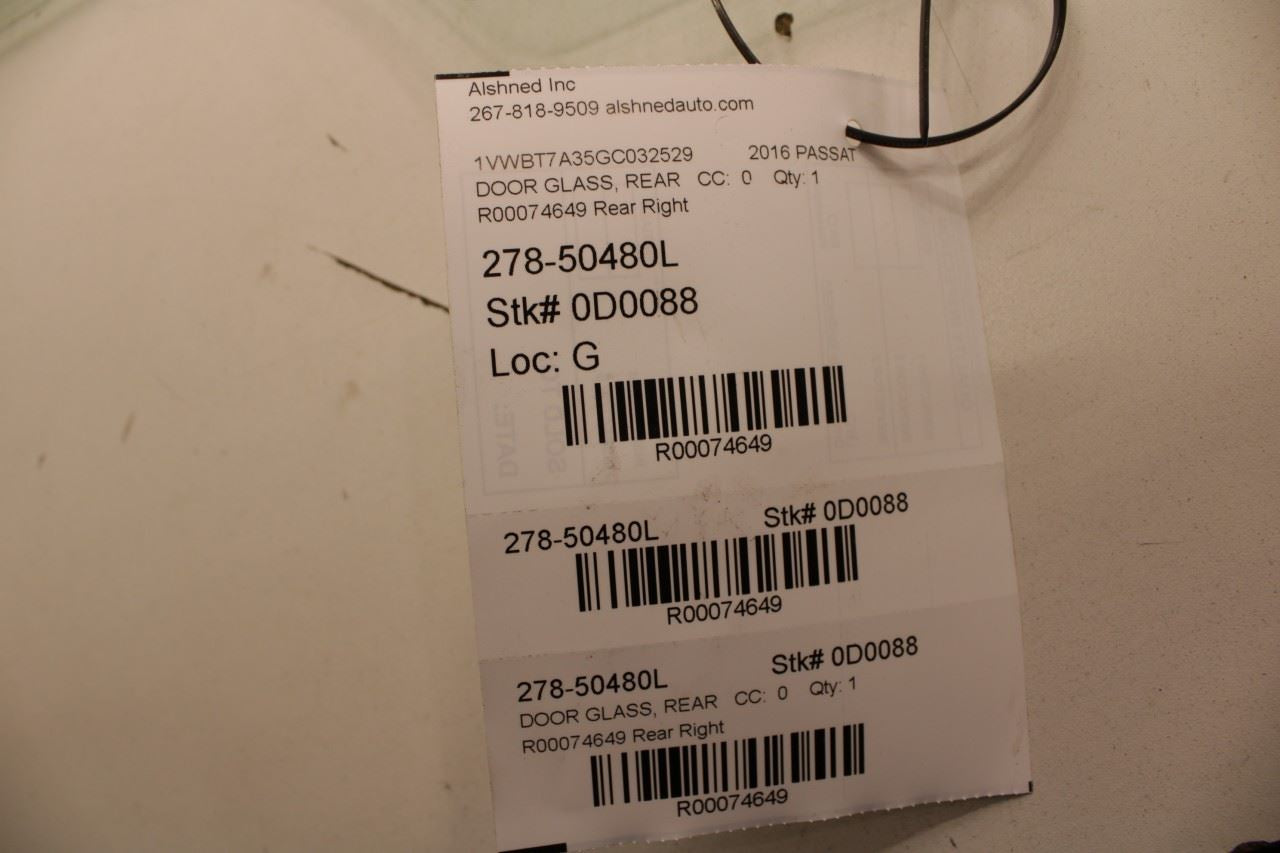 2012-2022 Volkswagen Passat SE Rear Left Door Window Glass 561-845-025-A - Alshned Auto Parts