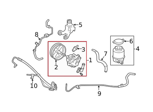 2009-2011 Toyota Camry LE 2.5L Power Steering Pump with Pulley 44310-06190 OEM - Alshned Auto Parts