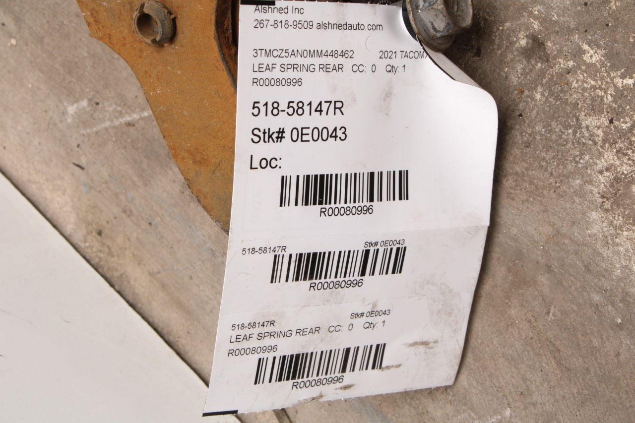 15-23 Toyota Tacoma SR5 Double Cab Rear Suspension Driver Left Side Leaf Spring - Alshned Auto Parts