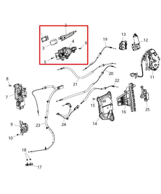 17-24 Chrysler Pacifica Limited 3.6L Rear Right Side Slide Door Exterior Handle - Alshned Auto Parts
