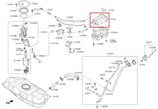 2014-19 Kia Soul GL 1.6L Fuel Vapor Evaporator Emission Canister 31410B2500 OEM - Alshned Auto Parts