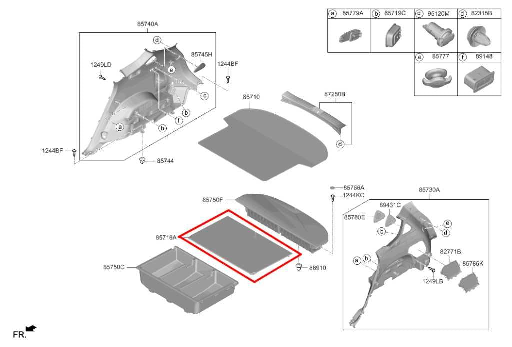 19-20 Hyundai Santa Fe SEL 2.4L AWD Rear Trunk Cargo Floor Board Carpeted Panel - Alshned Auto Parts