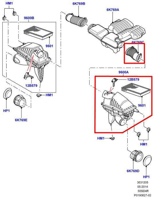 10-12 Land Rover Range Rover HSE 5.0L Left Side Air Intake Cleaner w/ Duct Tube - Alshned Auto Parts
