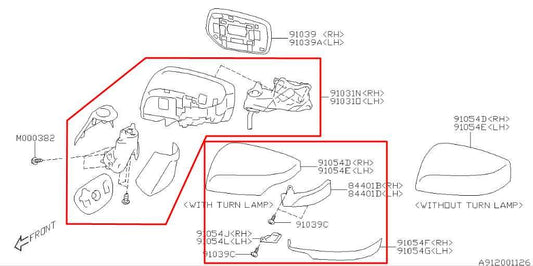 15-16 Subaru Impreza Sport Premium Passenger Right Side Rear View Mirror *ReaD* - Alshned Auto Parts