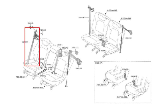 21-23 Kia Sorento X-Line SX Prestige Rear Right Side 2nd Row Seat Belt Retractor - Alshned Auto Parts