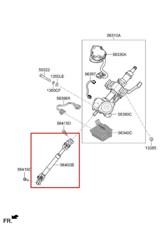 2020-22 Kia Sportage Nightfall 2.4L FWD Steering Column Intermediate Lower Shaft - Alshned Auto Parts