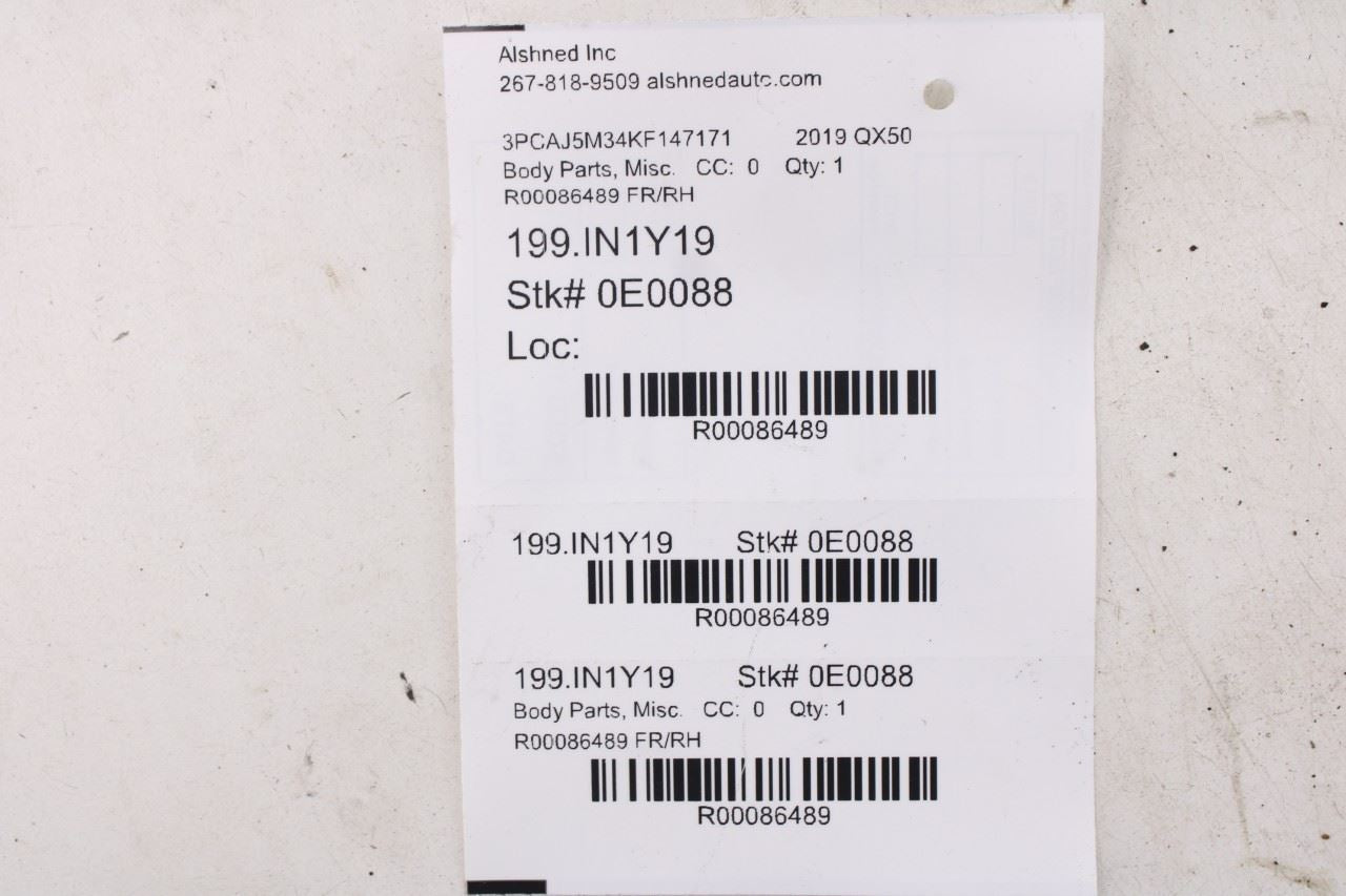 2019-25 Infiniti QX50 Essential Front Right Door Glass Run Channel Trim Belt Set - Alshned Auto Parts