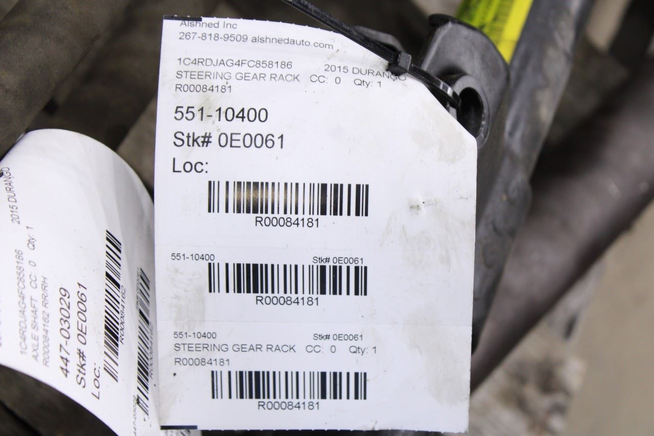 2012-2015 Dodge Durango SXT 3.6L Power Steering Gear Rack and Pinion 52124727AF16