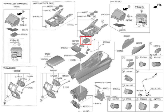 21-23 Kia Sorento X-Line Console Combination Drive Mode Park Brake Switch *ReaD* - Alshned Auto Parts