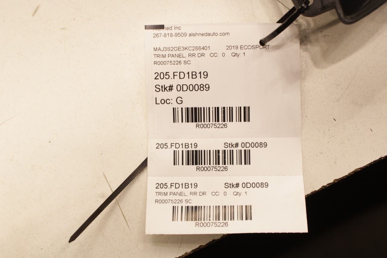2018-2022 Ford Ecosport SE Rear Right Side Door Trim Panel GN15-A27406-ZK OEM - Alshned Auto Parts