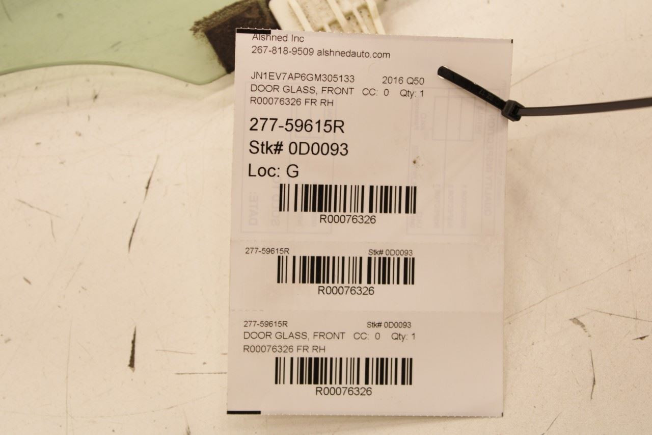 2014-20 Infiniti Q50 Premium Front Right Side Door Window Glass 80300-4GA0B OEM - Alshned Auto Parts