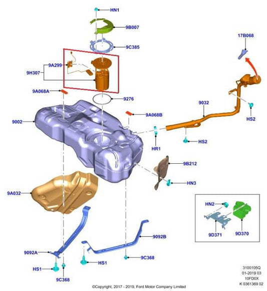 18-22 Ford EcoSport SE 1L In Tank Fuel Pump Assembly GN13-9H307-AC - Alshned Auto Parts