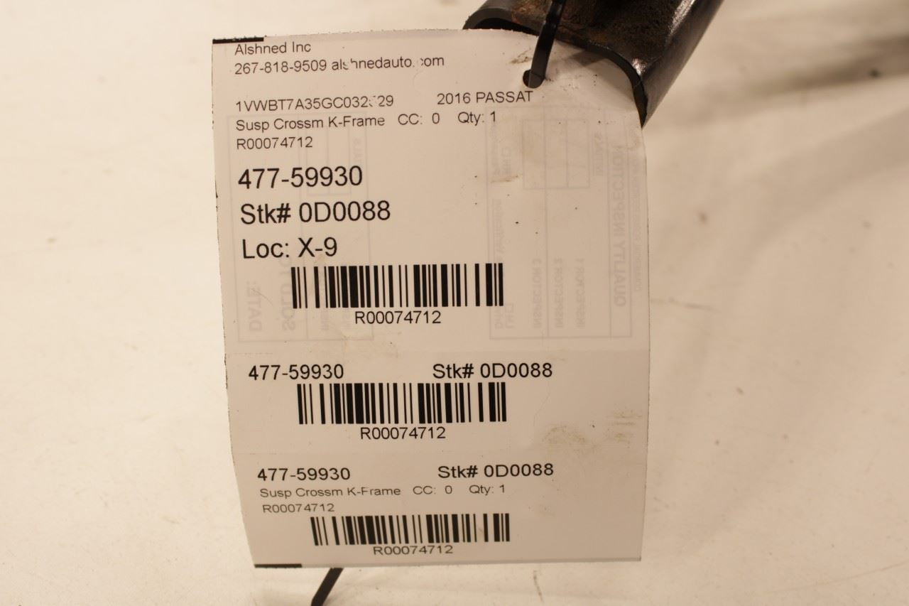 2012-2018 Volkswagen Passat SE FWD Rear Crossmember Subframe 561505107 OEM - Alshned Auto Parts