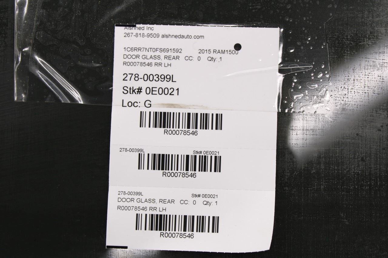 11-18 RAM 1500 Laramie Crew Cab Rear Left Side Door Window Glass 55112403AA OEM - Alshned Auto Parts