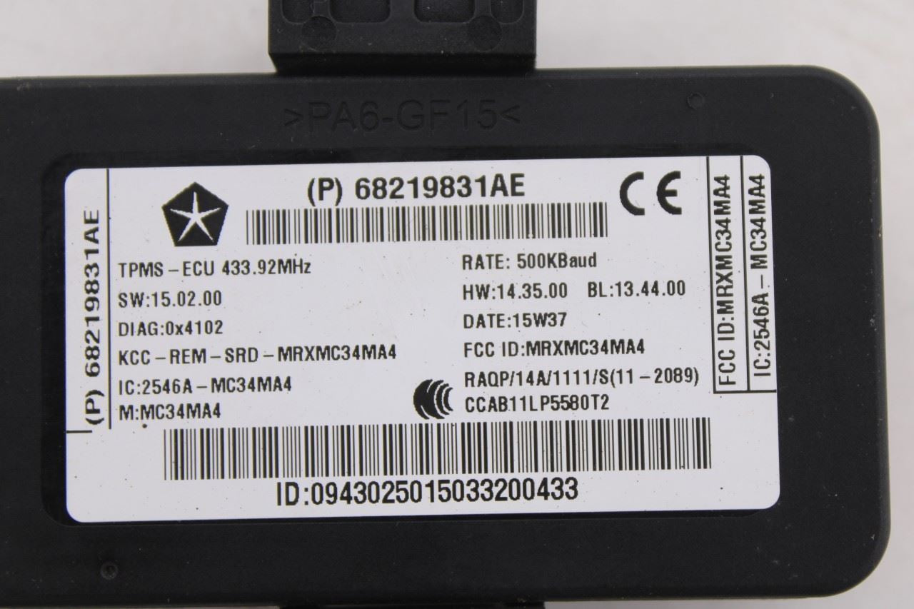 2014-2016 Dodge Durango SXT Tire Pressure Monitoring Sensor Control Module TPMS6