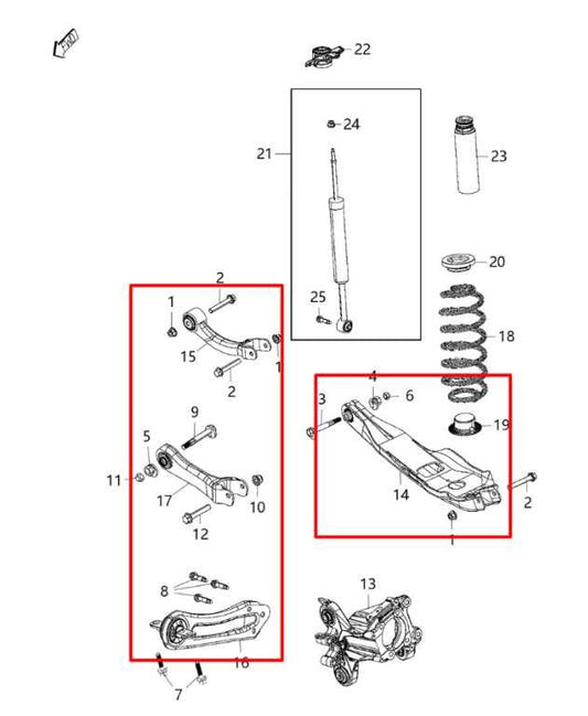 14-23 Jeep Cherokee Latitude 4WD Rear Suspension Right Side Control Arm Set of 4 - Alshned Auto Parts